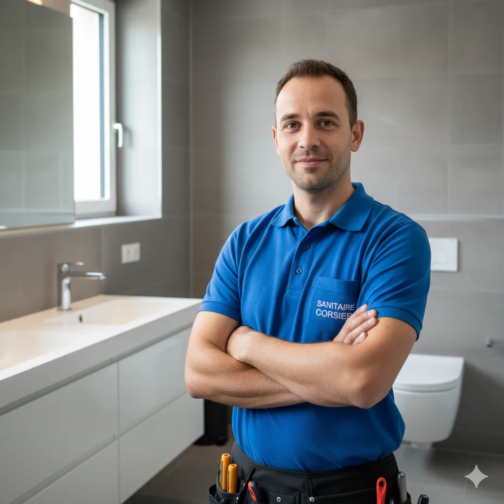 Professionnel Sanitaire Corsier effectuant une installation sanitaire moderne